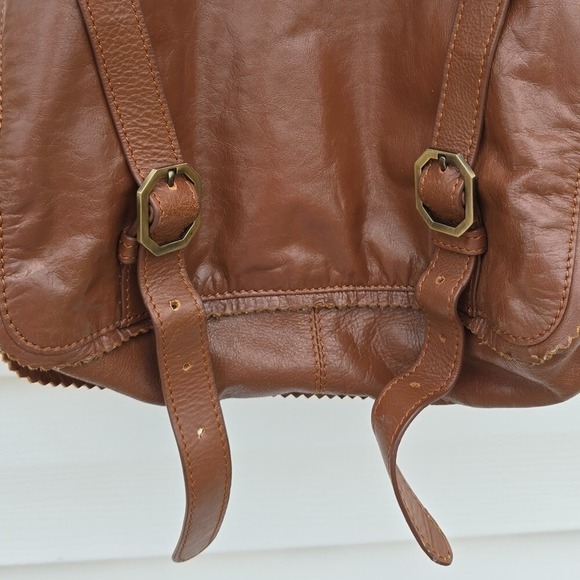 Latico NJ USA Women's Pecan Brown Leather Backpack Pocketbook Tassel Zip Up Tote - Picture 5 of 11